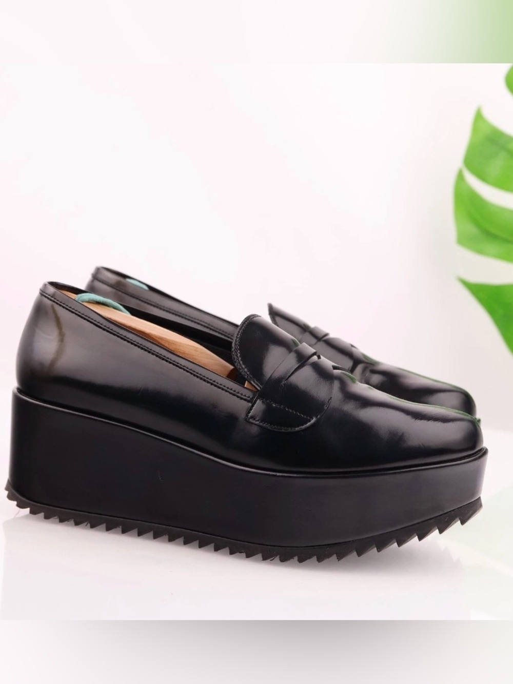 Pedro Garcia Norberta Loafers Size 9.5Black Lug Platform platforms NEW W DEFECT